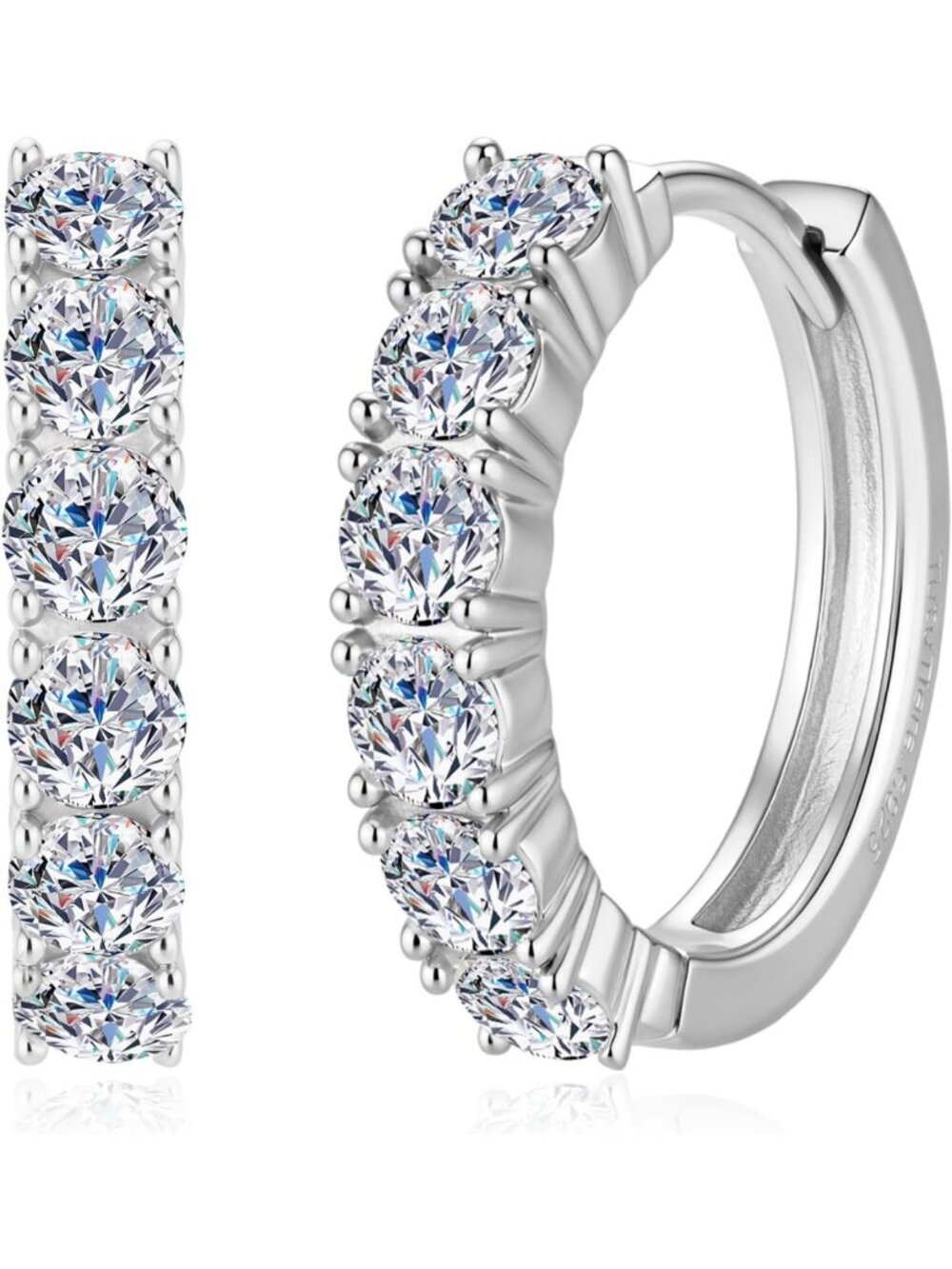 Elegant Moissanite Huggie Hoop Earrings in 925 Sterling Silver for Women
